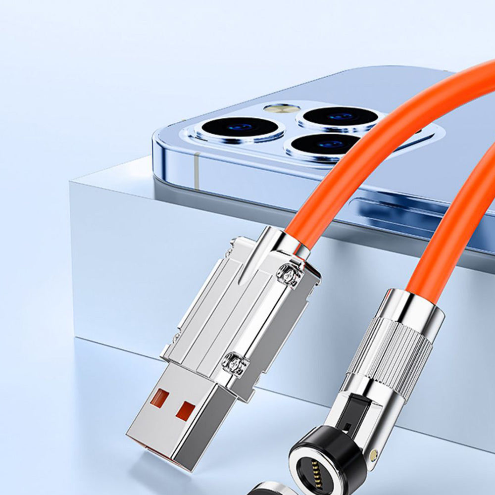 Zinc Alloy Silicone Charge Cable 540 Degrees Magnetic Rotating 100W 6A 1m 2m