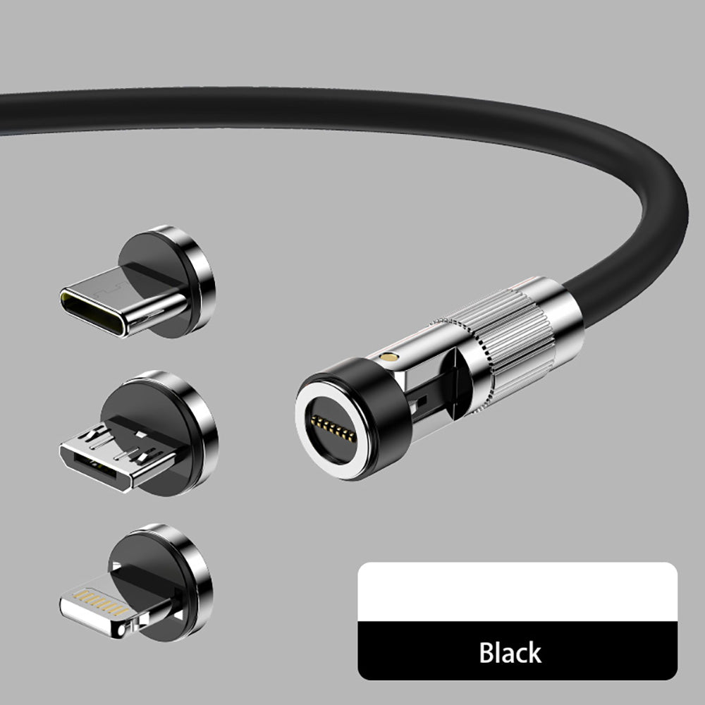 Zinc Alloy Silicone Charge Cable 540 Degrees Magnetic Rotating 100W 6A 1m 2m