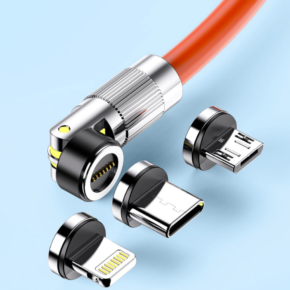 Zinc Alloy Silicone Charge Cable 540 Degrees Magnetic Rotating 100W 6A 1m 2m