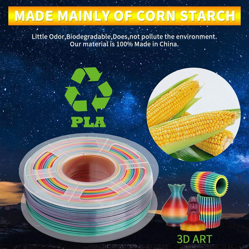 PLA 3D Filament 1.75mm Rainbow-G 1KG/Roll