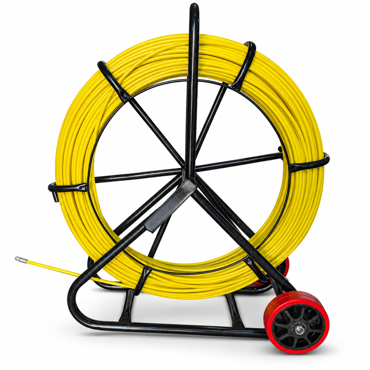8mm x 150m Duct Rodder Cable Puller Fish Tape Reel Black Frame Red Wheels
