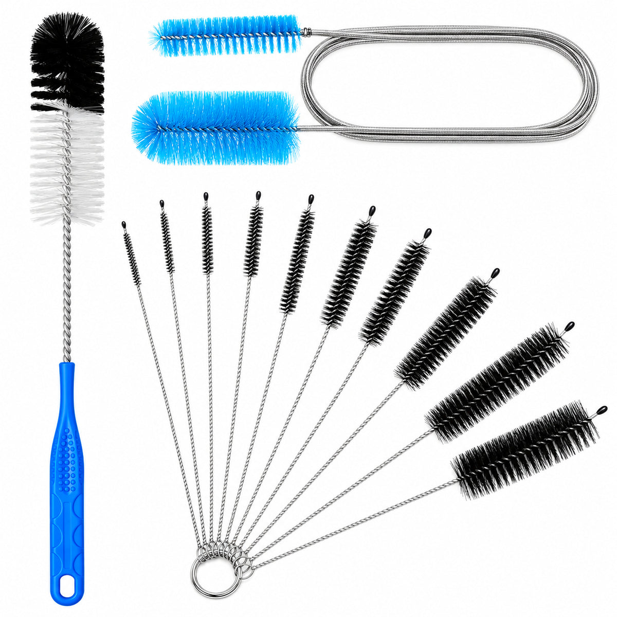 12Pcs Bottle Tube Cleaning Brush Set Straw Pipe Cleaner Flexible Double Ended