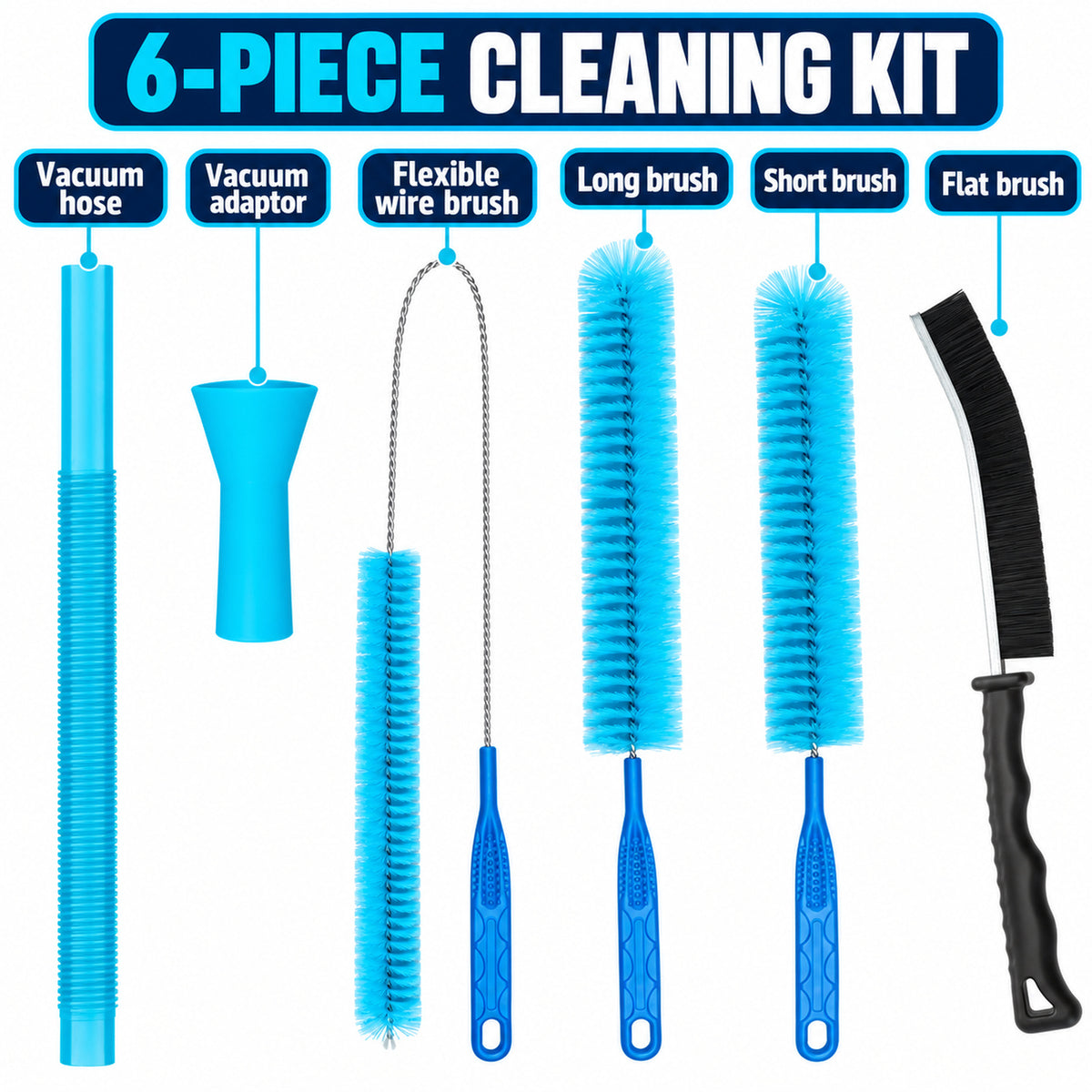 6Pcs Dryer Vent Lint Cleaning Kit Vacuum Hose Attachment Brush Set Flexible