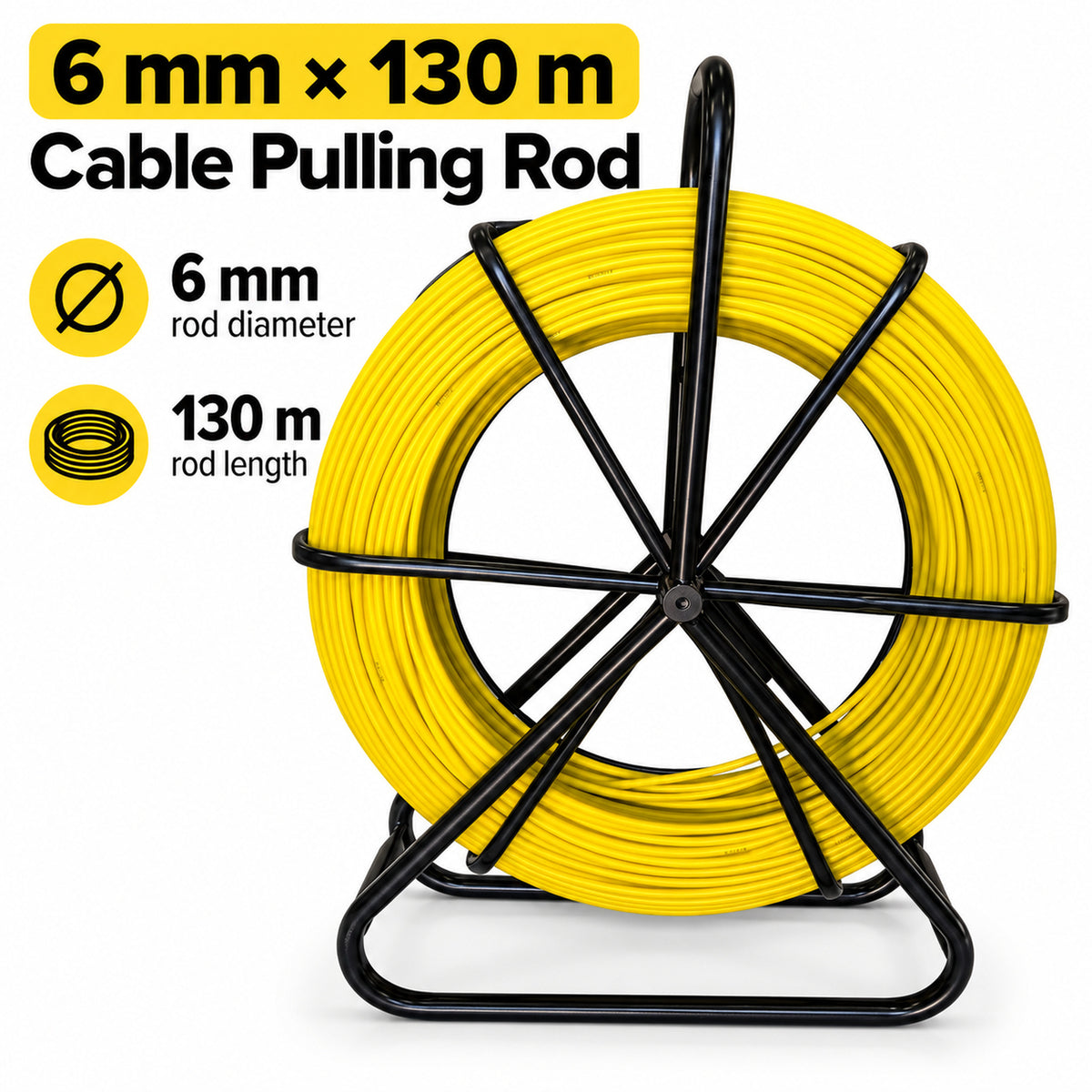 130m x 6mm Cable Pulling Rod Duct Rodder Fish Tape Reel Stand Wire Threader