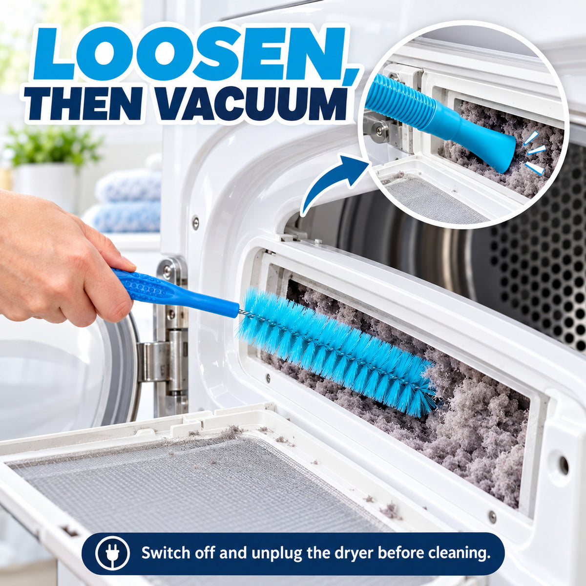 6Pcs Dryer Vent Lint Cleaning Kit Vacuum Hose Attachment Brush Set Flexible
