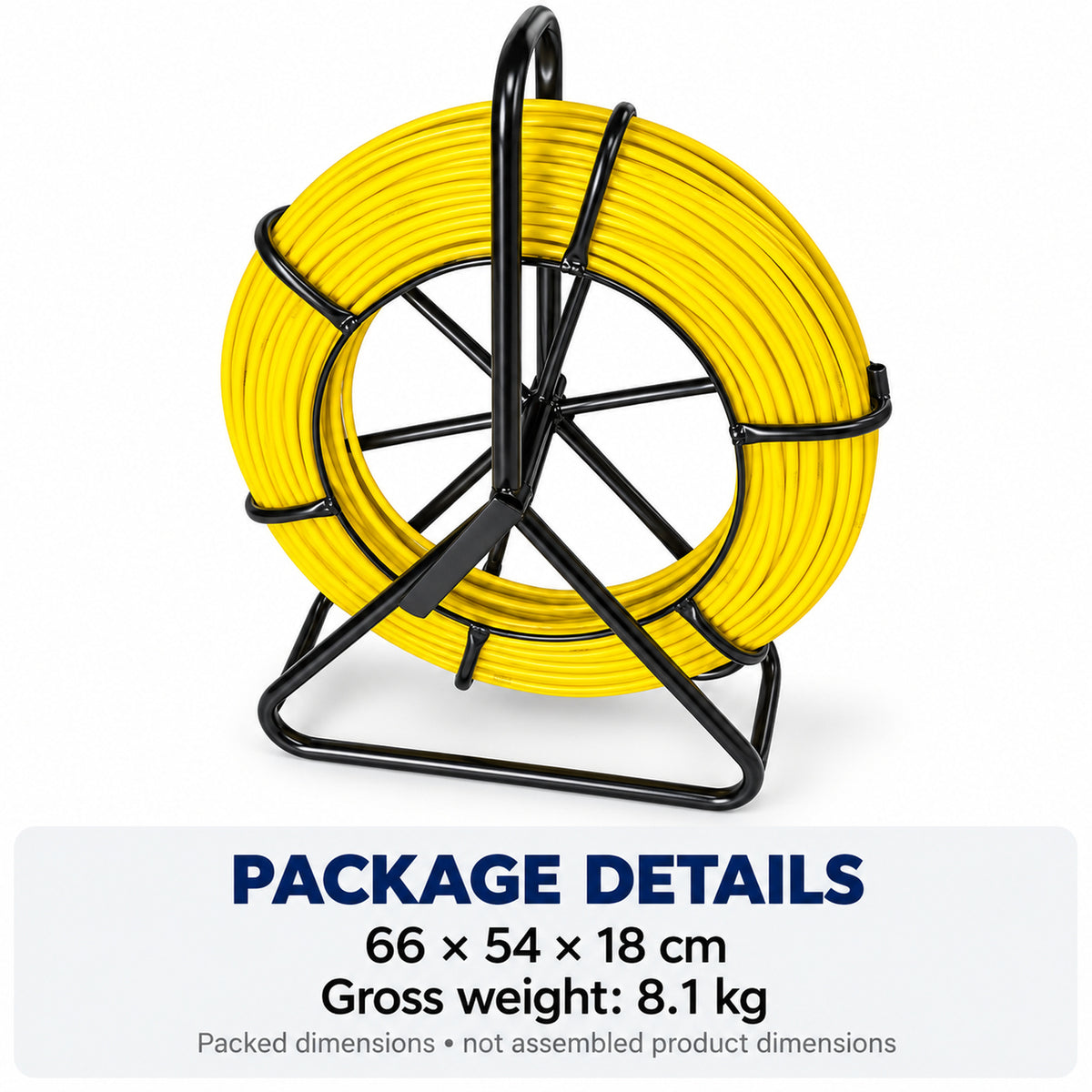 130m x 6mm Cable Pulling Rod Duct Rodder Fish Tape Reel Stand Wire Threader