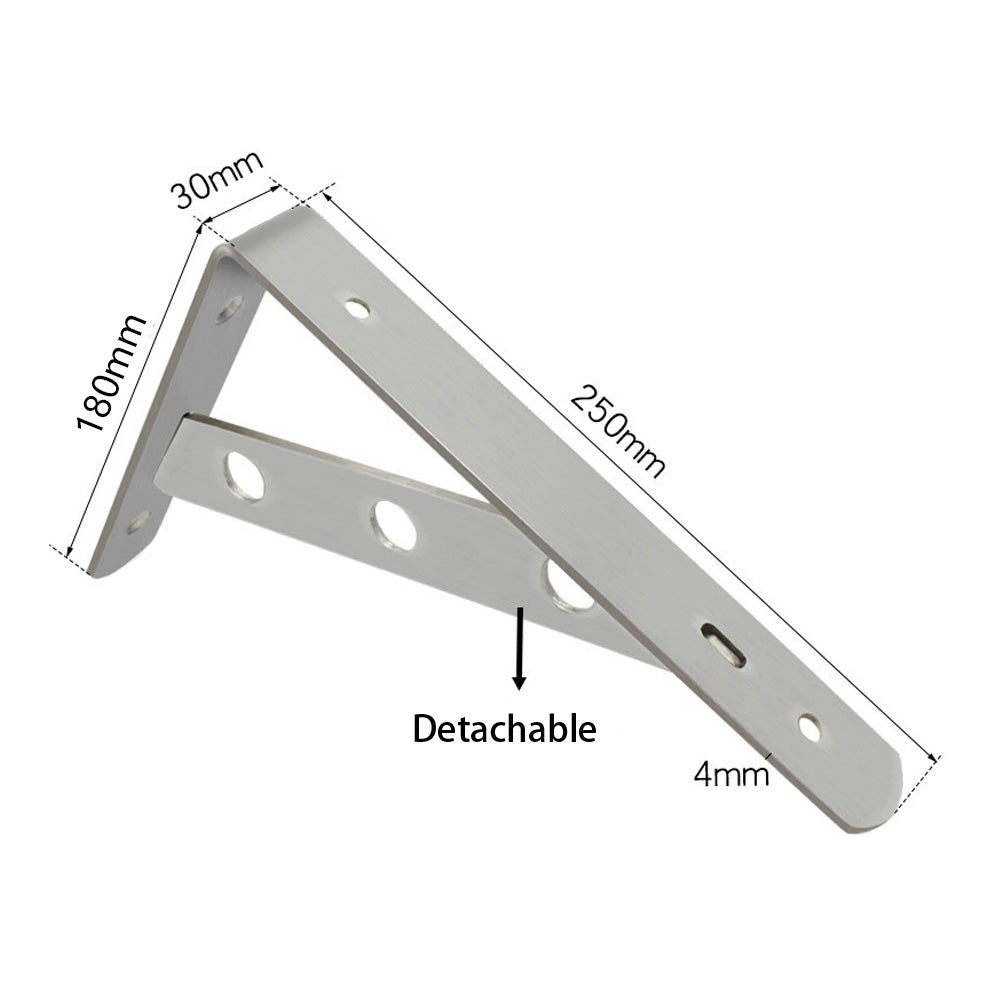 1 PAIR Stainless Steel Detachable L Triangle Shelf Bracket Wall Mount