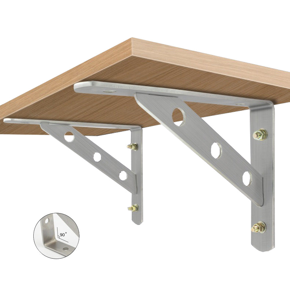 1 PAIR Stainless Steel Detachable L Triangle Shelf Bracket Wall Mount