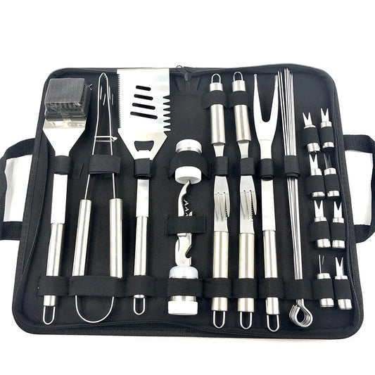 29 pcs Outdoor Barbecue Grilling Spatula Clip Fork Cutter Tools with Bag