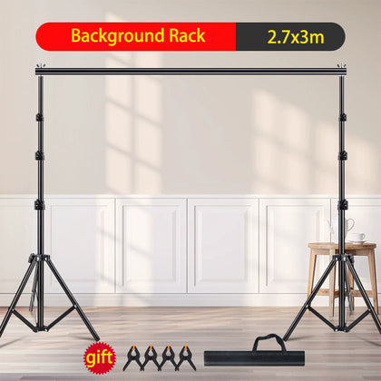 2.7x3m Photo Backdrop Stand Kit Telescopic Rod Bracket