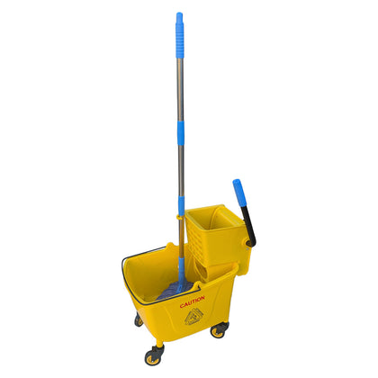 32L Commercial Mop Bucket Floor Cleaning Trolley Rolling Janitorial Mop Bucket