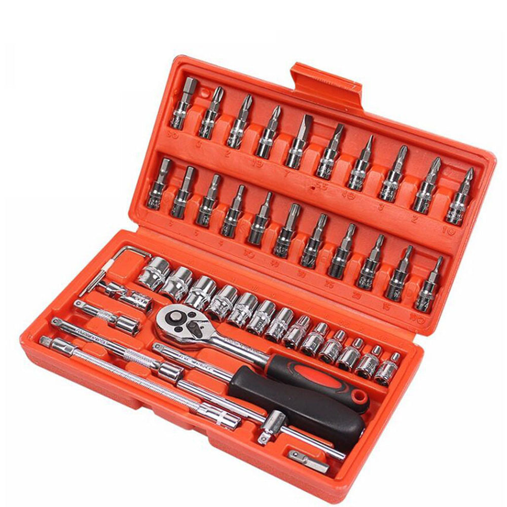 46pcs 1/4" Combination Drive Socket Set and Socket Wrench Se Main image