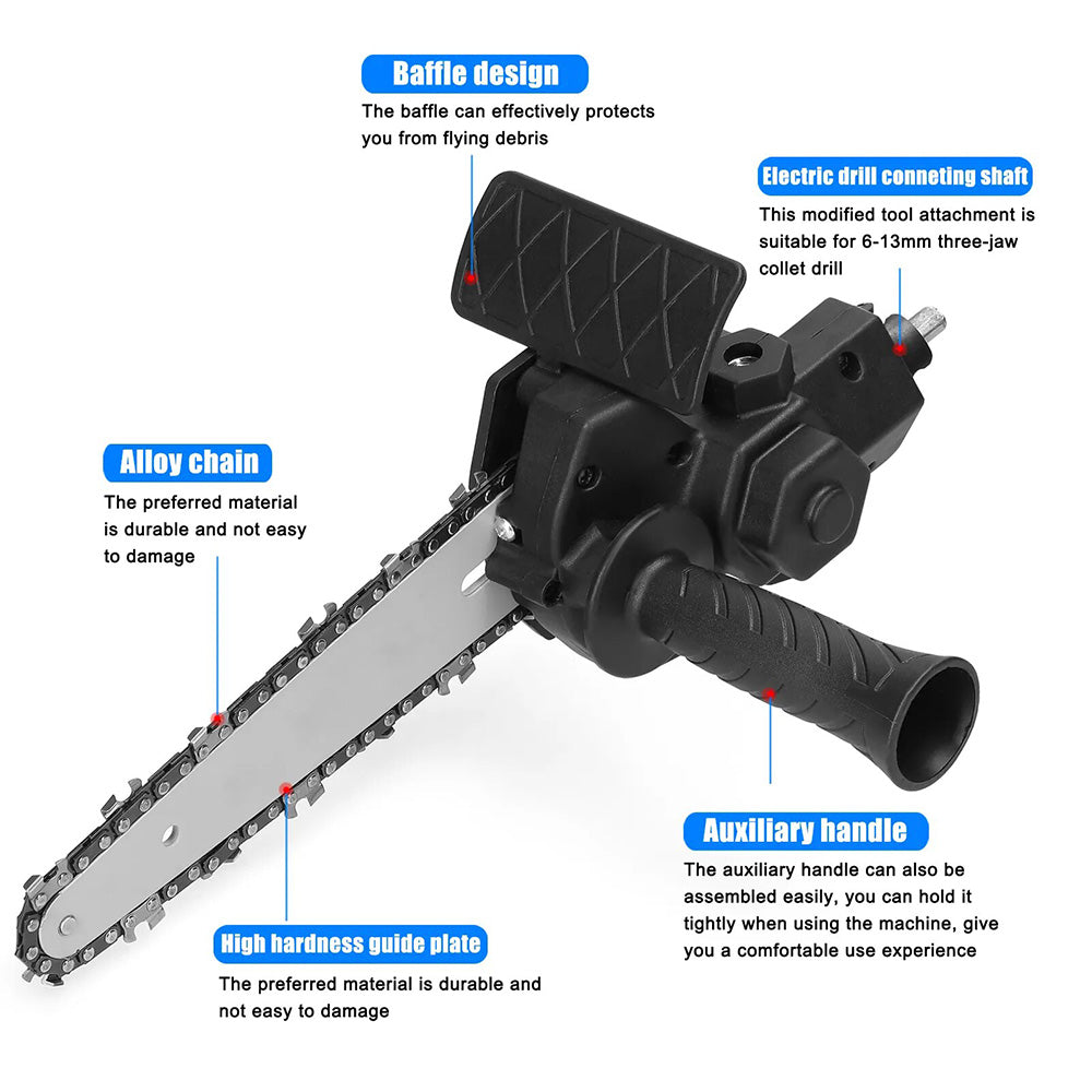 6 Inch Electric Drill Modified To Electric Chainsaw Woodworking Cutting Tool