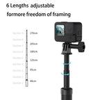 TELESIN 2.7M Ultra Long Monopod Carbon Fiber Selfie Stick For GoPro Hero 12 11 10 9 8 7 6 5 4 Max Insta360