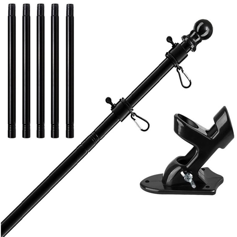 5-section 1.9m Telescoping Flagpole Kit 2-angle Mounting Stand