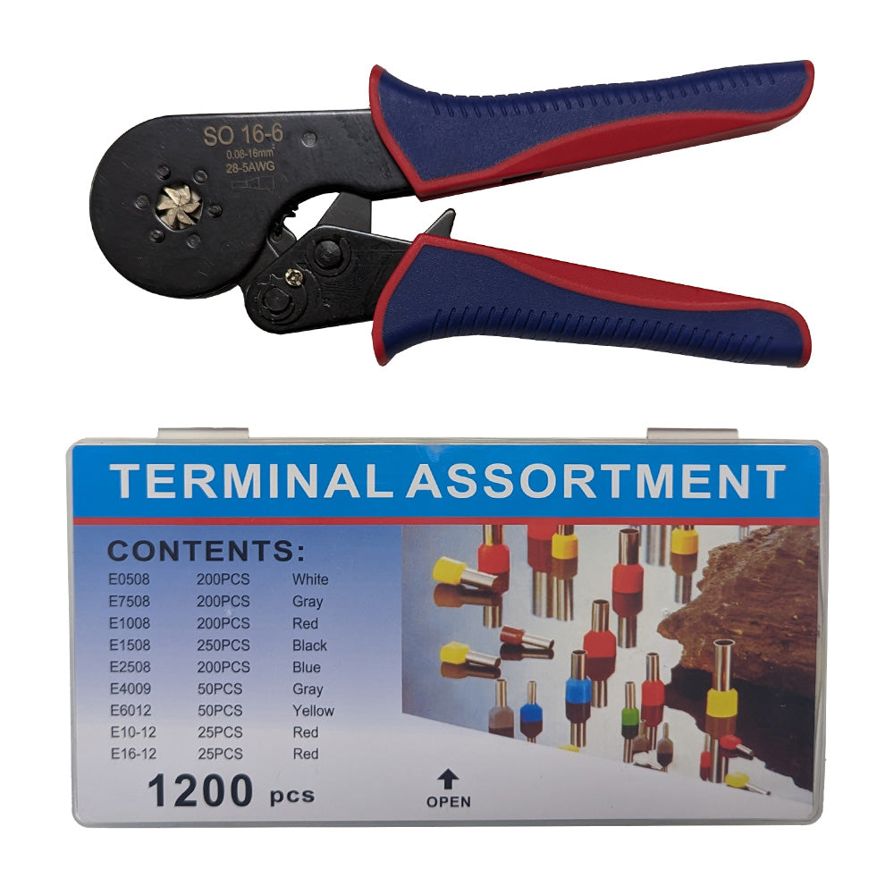 1200pcs Box Tubular Crimp Splices Electrical Wire Ferrules Connectors Set Pliers Main image