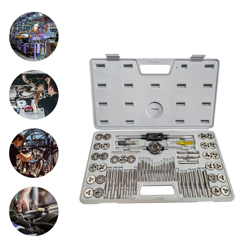 60 Pcs Master Tap and Die Set SAE Metric Threading Rethreading Tool Kit