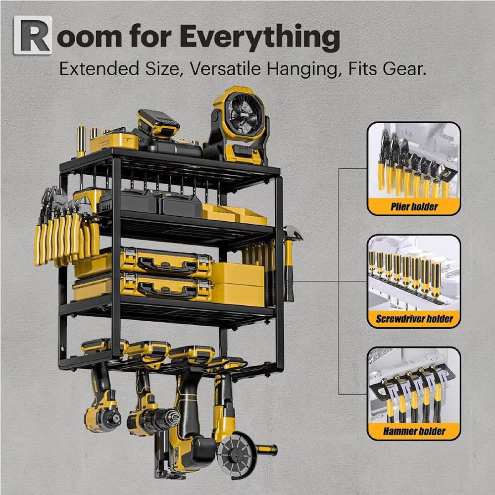 4 Layer Power Tool Organizer Wall Mounted Metal Storage Rack Secondary image