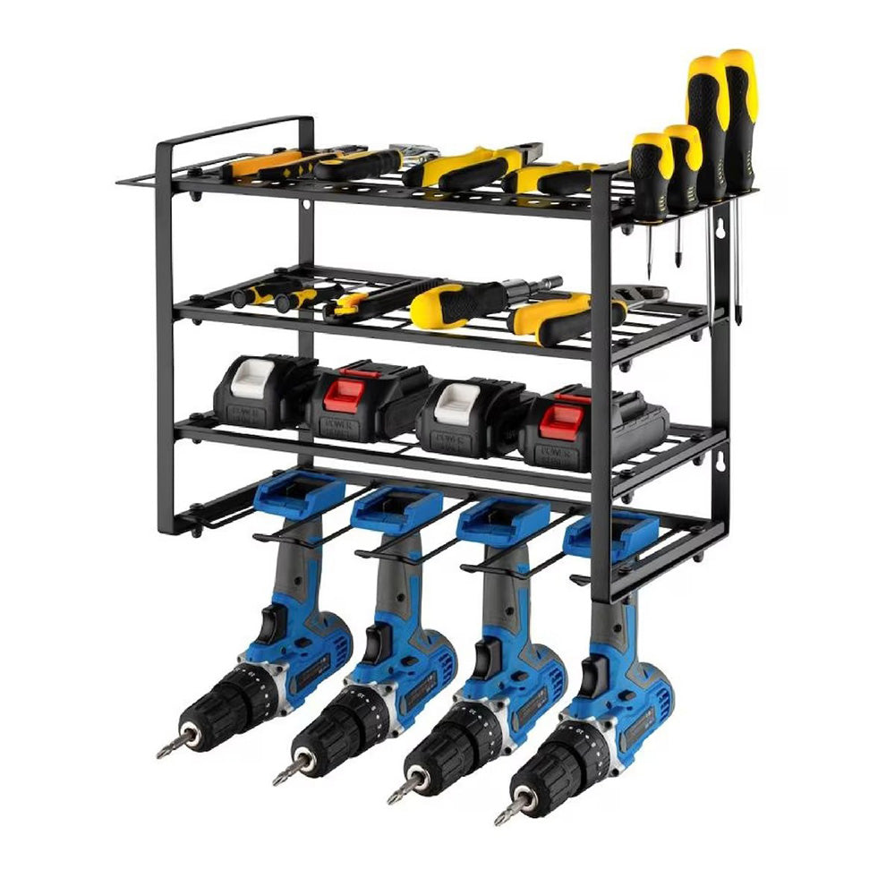 4 Layer Power Tool Organizer Wall Mounted Metal Storage Rack Main image