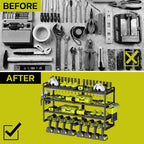 Power Tool Organizer Wall Mount High-capacity Storage 4 Layers 8 Drill Holder