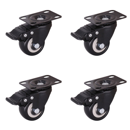 4 pcs 1.5" Heavy Duty Swivel Caster Wheels Brake Swivel Wheels