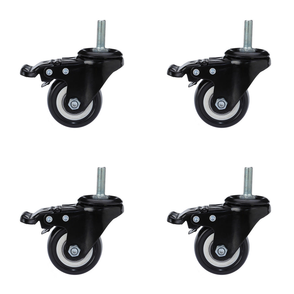 4 pcs 1.5" Heavy Duty Swivel Caster Wheels M8 Threaded Stem Brake Swivel Wheels Main image