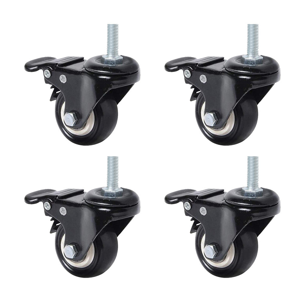 4 pcs 2" Heavy Duty Swivel Caster Wheels M10 Threaded Stem Brake Swivel Wheels
