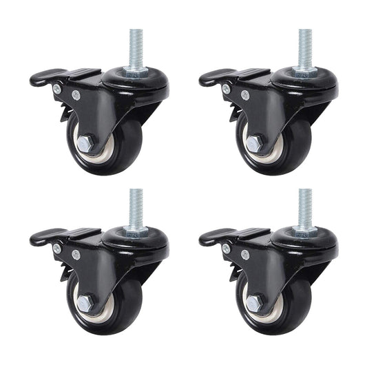 4 pcs 2" Heavy Duty Swivel Caster Wheels M10 Threaded Stem Brake Swivel Wheels