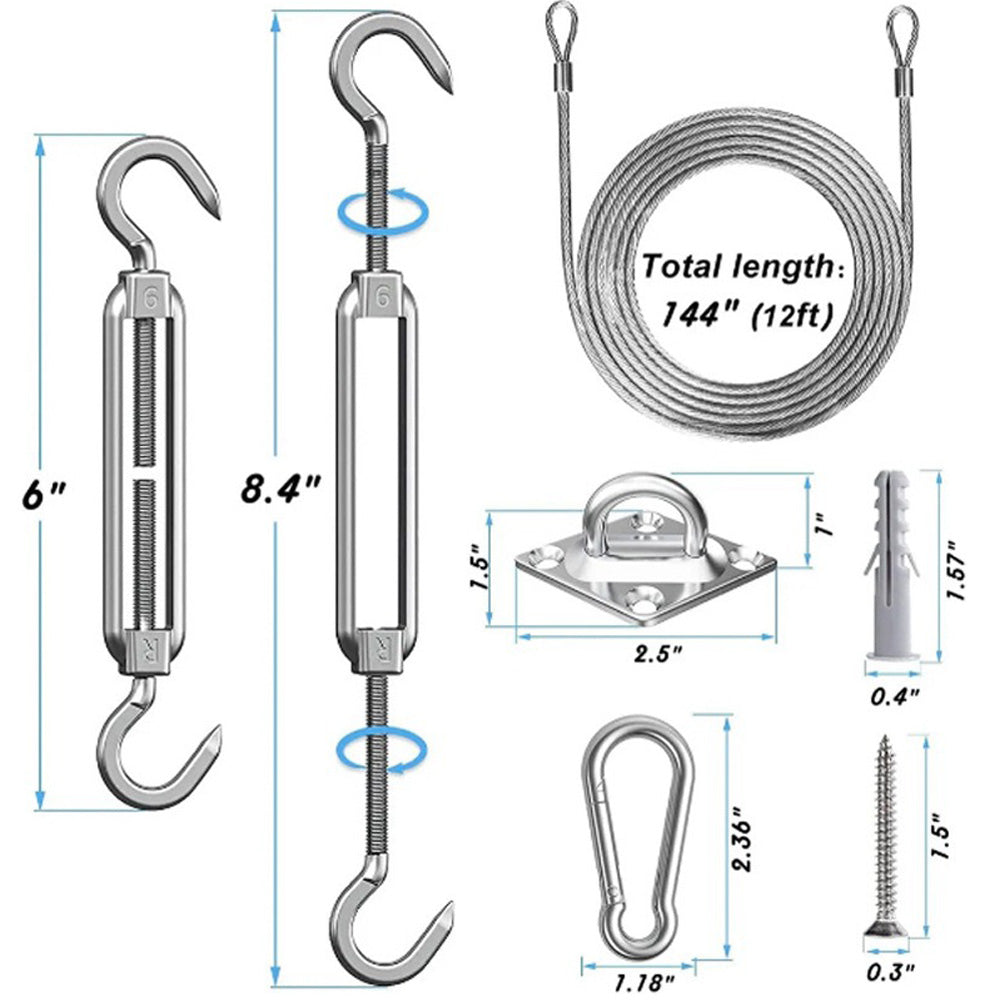 84 pcs Stainless Steel Sun Shade Sail Accessory Wall Mounting Hardware Kit Secondary image