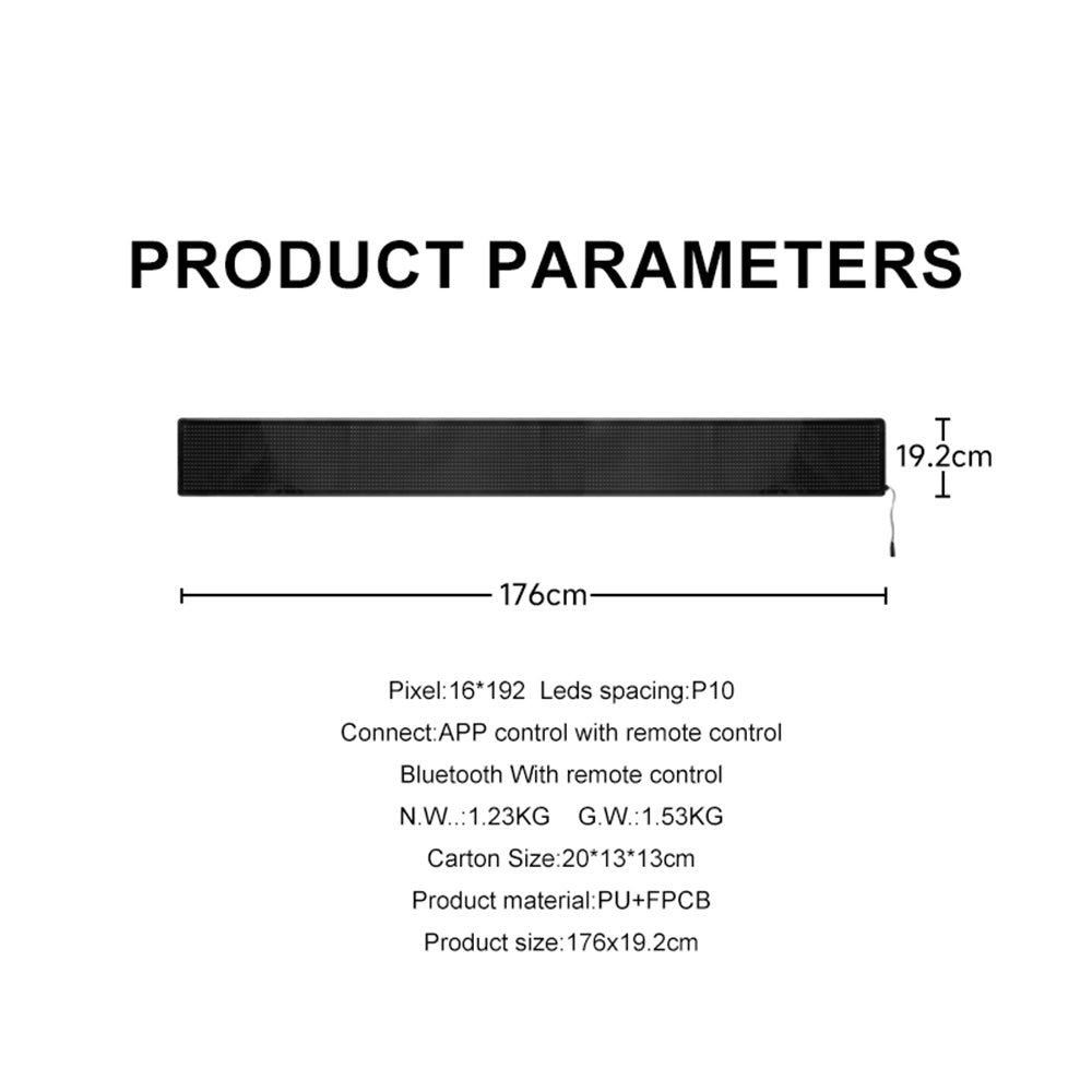 LED Flexible Screen Scrolling Advertising 192*16 Pixels 176*19.2cm AU plug Secondary image