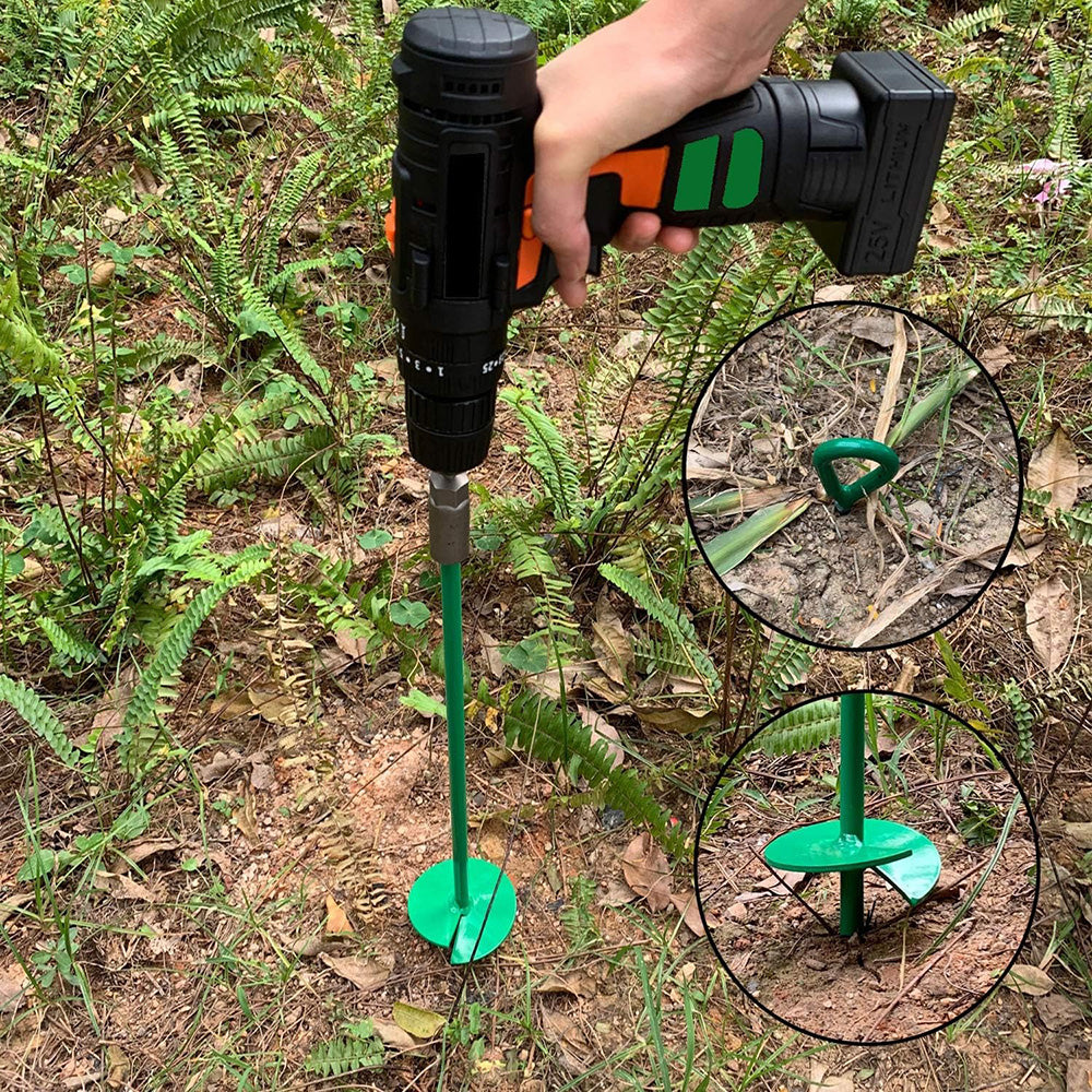 4 Pcs 18" Long Green Ground Anchor Heavy Duty Anchor Hook Solid Steel Shaft