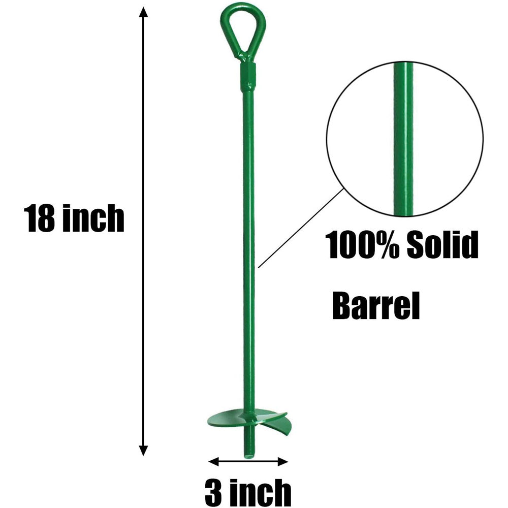 4 Pcs 18" Long Green Ground Anchor Heavy Duty Anchor Hook Solid Steel Shaft