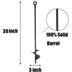 4 Pcs 30" Long Black Ground Anchor Heavy Duty Anchor Hook Solid Steel Shaft