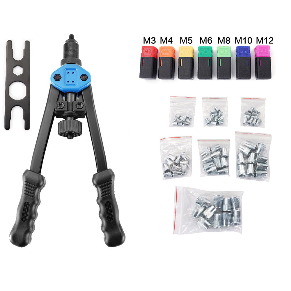 70 pcs Manual Riveter Gun Riveting Machine Nut Tool M3-M12