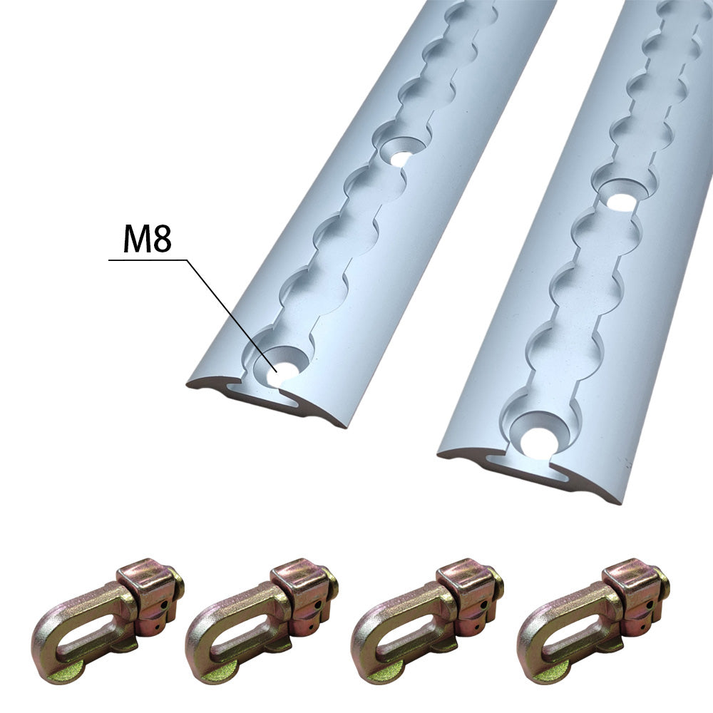 2Pcs 1M Sloped Edges Anchor Track 4 pcs Double Stud Fittings