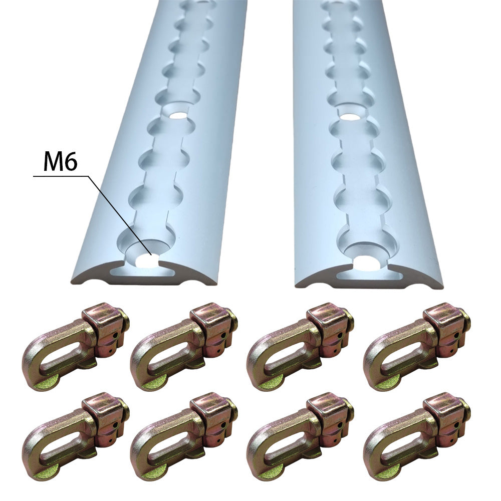 2Pcs 1.8M Sloped Edges Anchor Track 8 pcs Double Stud Fittings
