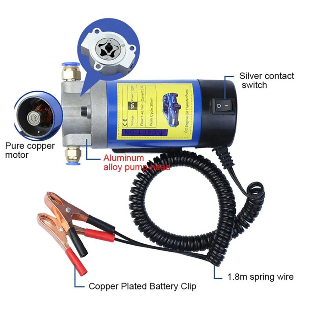 DC 12V Electric Suction Transfer Change Pump Motor Oil Diesel Extractor Pump Secondary image