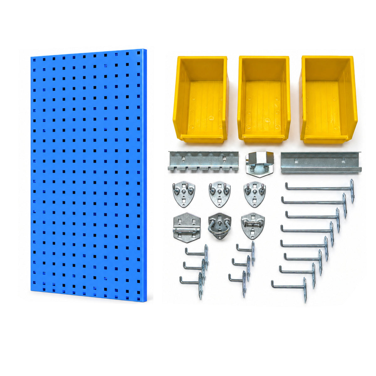Steel Pegboard Wall Organiser-900 x 450mm Panel or 26-Piece Hook & Bin Set