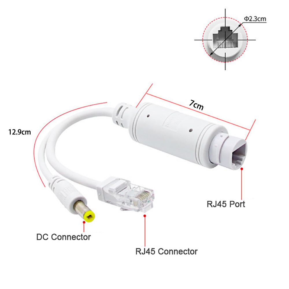 POE Splitter 48V to 12V Waterproof Adapter Cable For CCTV IP Camera