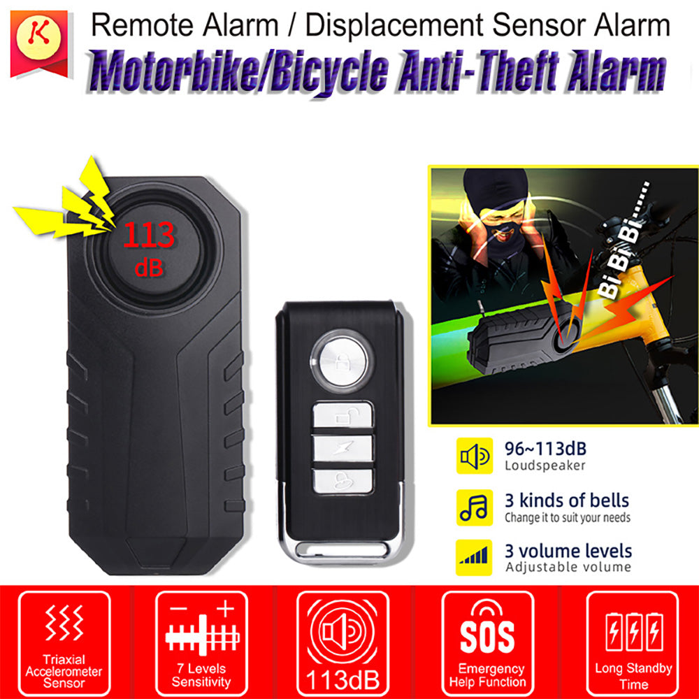 Bicycle Alarm  Anti-Theft for Bike Motorcycle Car Vehicles with Remote Control Secondary image