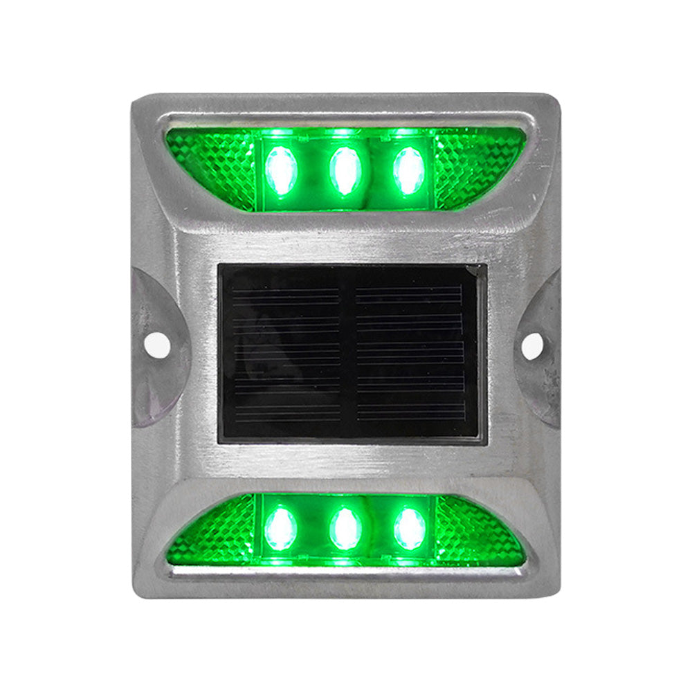 Solar Power Road Reflector Stud Waterproof Outdoor Warning Step Lights Green Main image