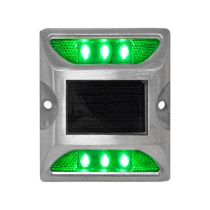 Solar Power Road Reflector Stud Waterproof Outdoor Warning Step Lights Green