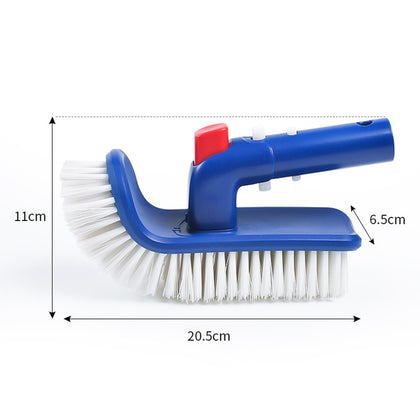 Pool Corner and Stair Brush Curved End 180 Degree Rotating Pool Cleaning Brush