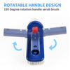 Pool Corner and Stair Brush Curved End 180 Degree Rotating Pool Cleaning Brush