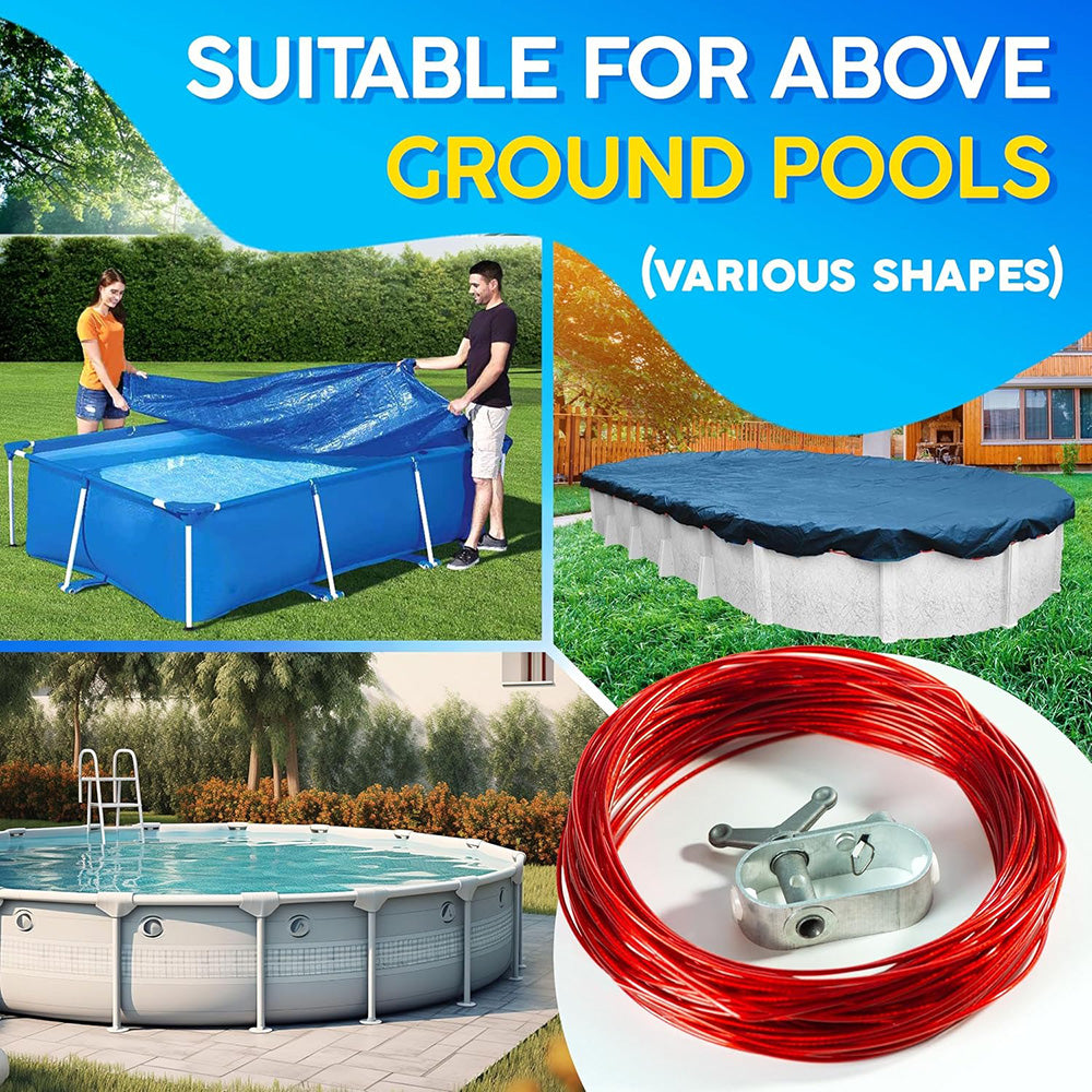 150ft Pool Cover Cable with Rustproof Winch for Above-Ground Swimming Pool
