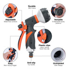 Garden Hose Spray Gun Set 8 Adjustable Patterns High Pressure Water Gun Nozzle