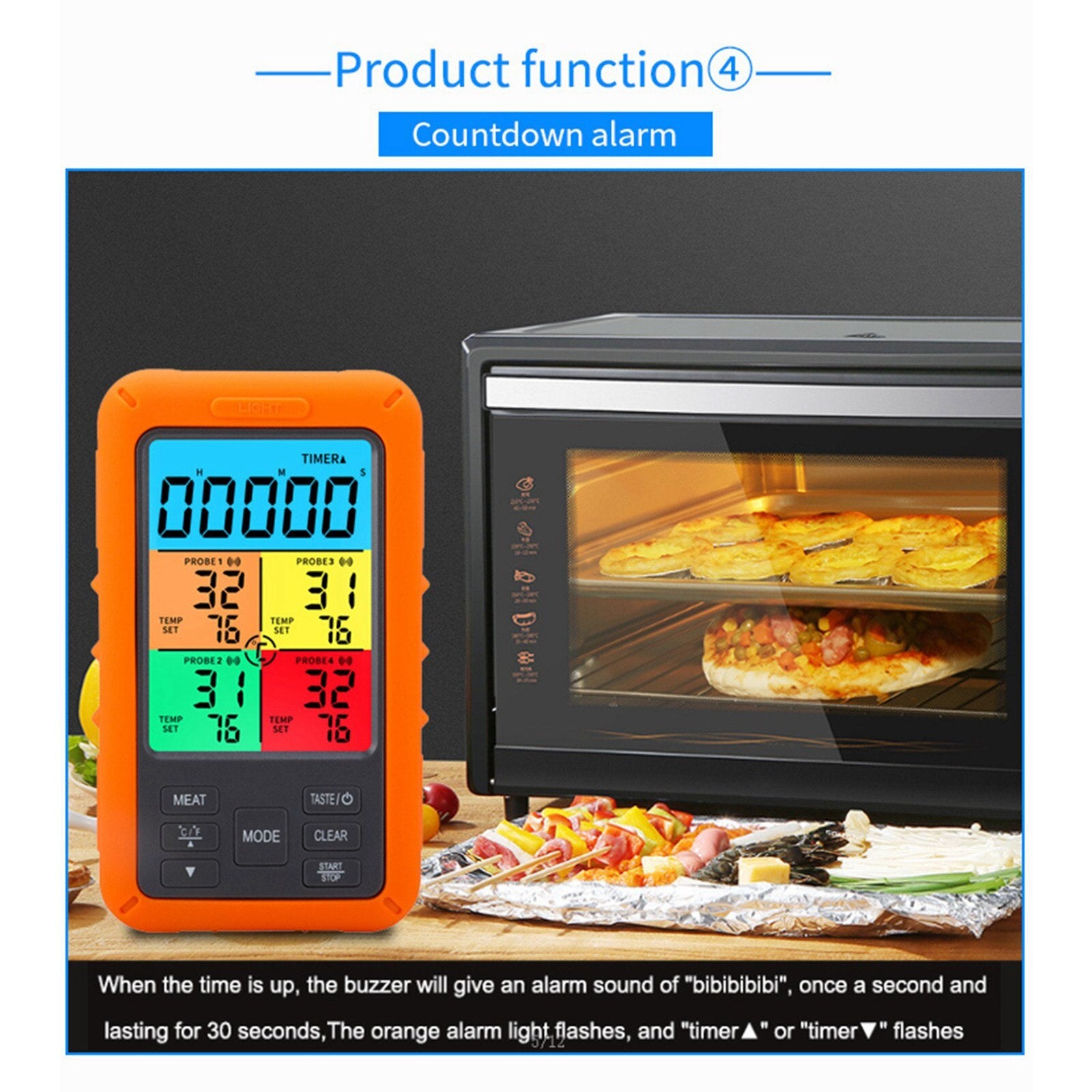 TS-TP40-X Wireless Waterproof Kitchen 4-pin Food Thermometer BBQ Secondary image