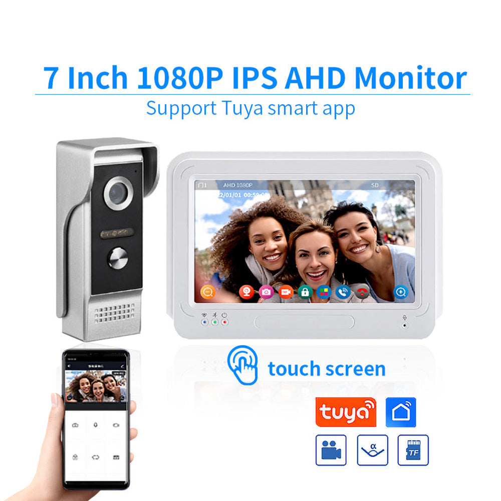Smart WiFi Video Intercom 7 inch Touch Screen 1080P Waterproof Doorbell Camera