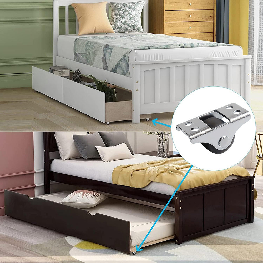 4Pcs 1/2 Inch Mini Fixed Caster Wheels  for Furniture Cabinets Under Bed Drawer Secondary image