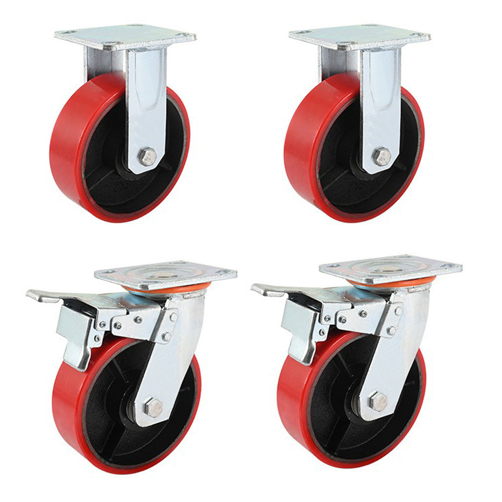 4 pcs 8-inch 200mm Extra Heavy Duty Industrial Swivel Castors with PU Wheel Main image